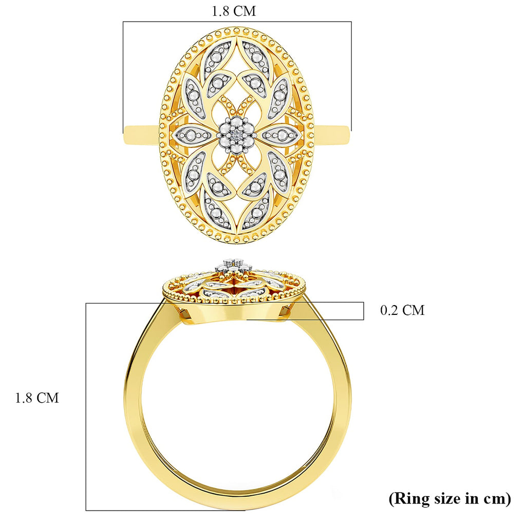 Diamond Ring in 18K Vermeil Yellow Gold Plated Sterling Silver