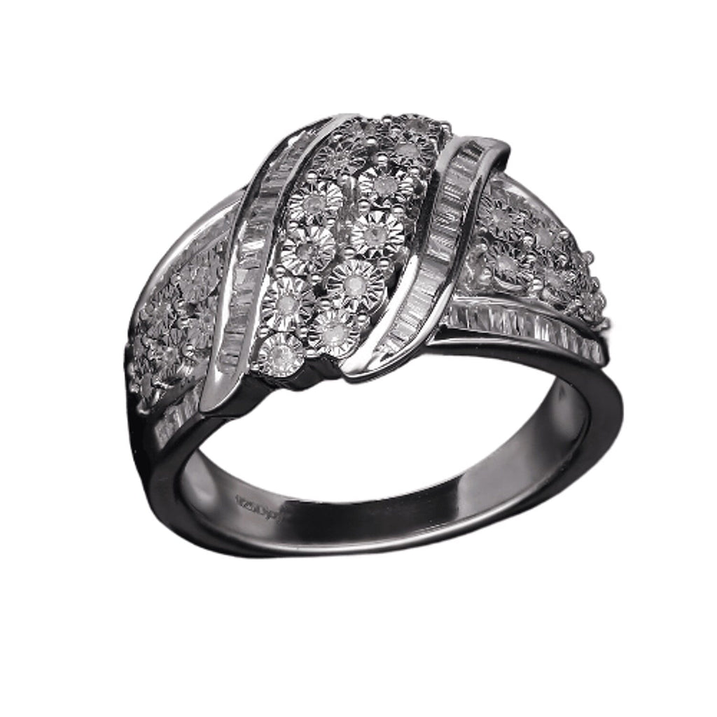 Diamond Ring in Platinum Overlay Sterling Silver 0.50 Ct.