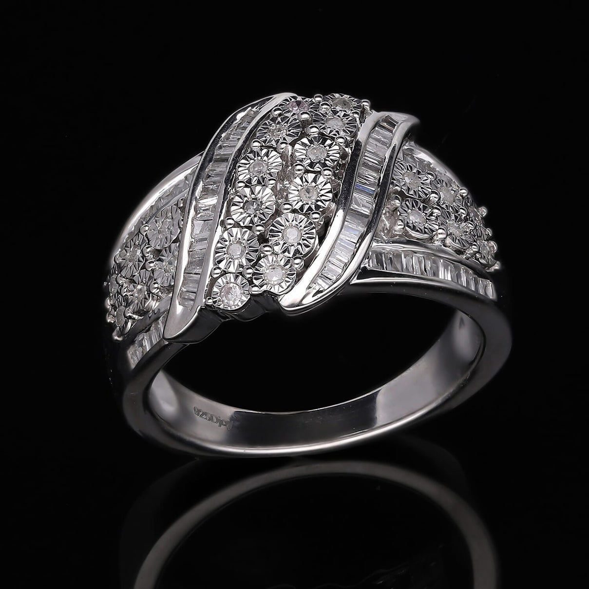 Diamond Ring in Platinum Overlay Sterling Silver 8030762 1