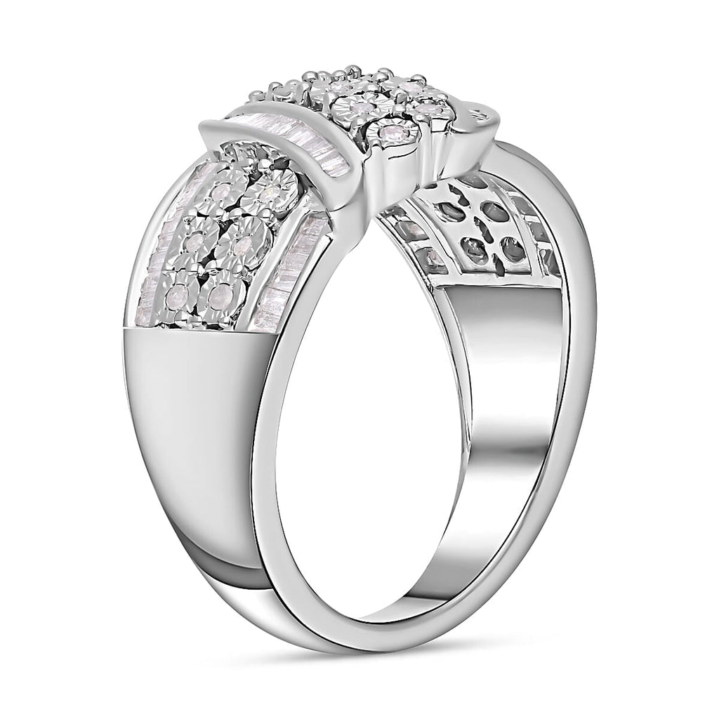 Diamond Ring in Platinum Overlay Sterling Silver 0.50 Ct.