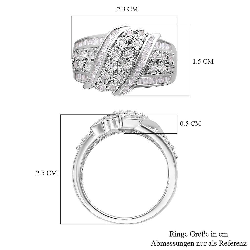 Diamond Ring in Platinum Overlay Sterling Silver 0.50 Ct.