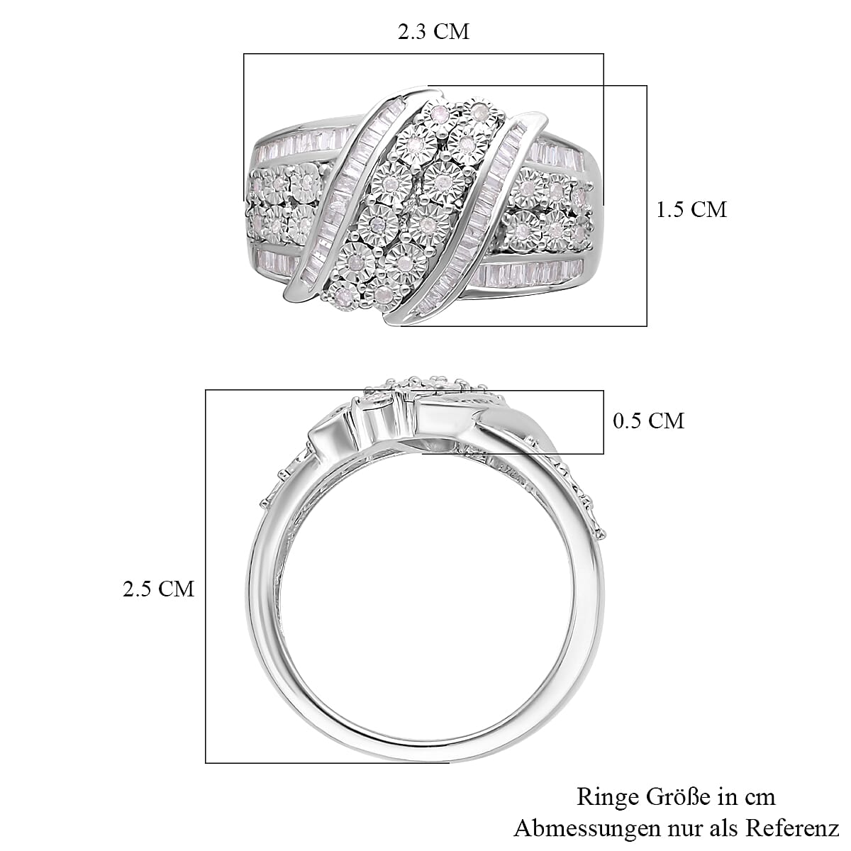 Diamond Ring in Platinum Overlay Sterling Silver 8030762 5