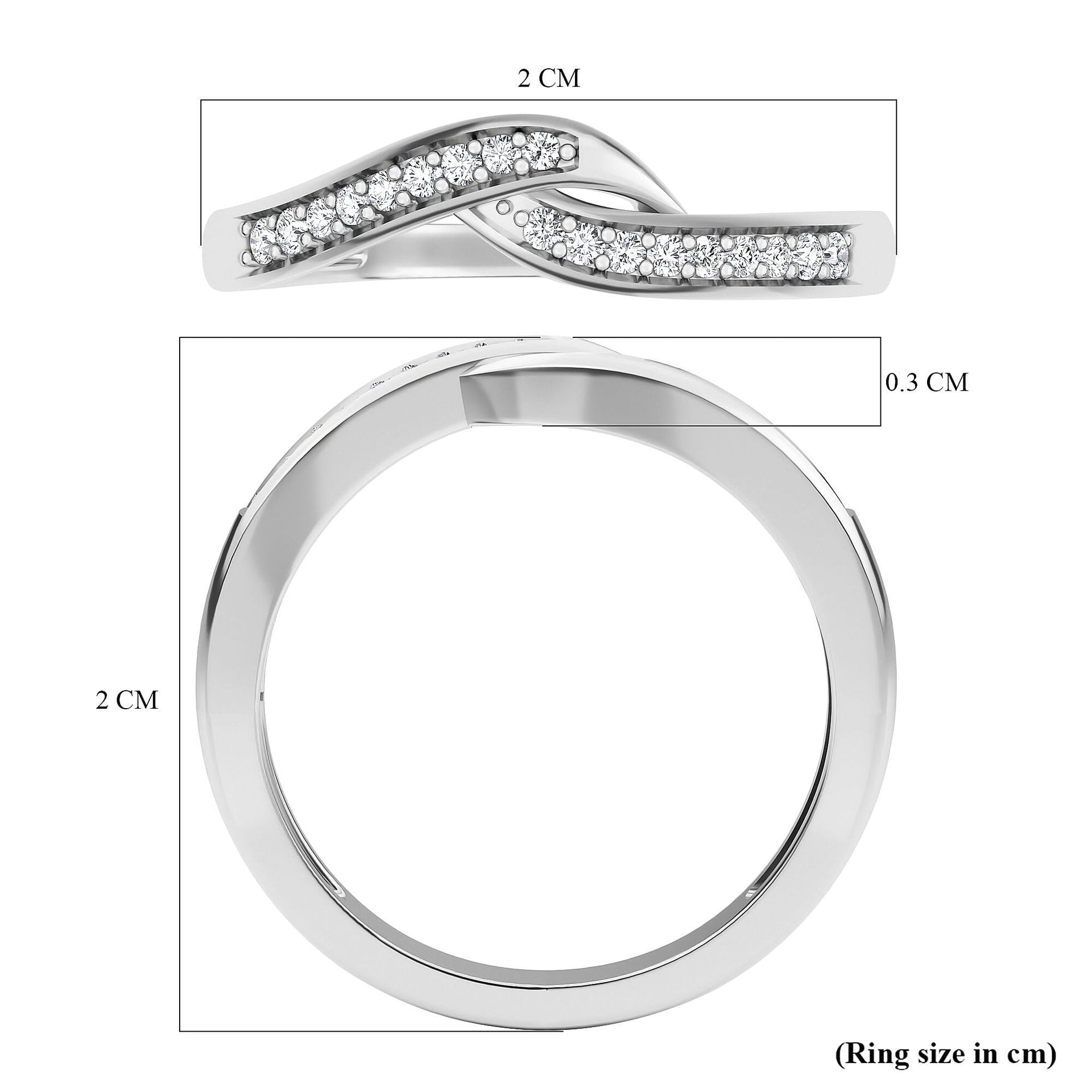 Diamond Ring in Platinum Overlay Sterling Silver 0.100  Ct. 3674070 8