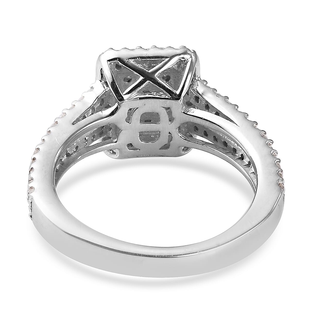 Natural Diamond Geometric Cluster Ring in Platinum Overlay Sterling Silver 0.50 Ct. 3648752 5