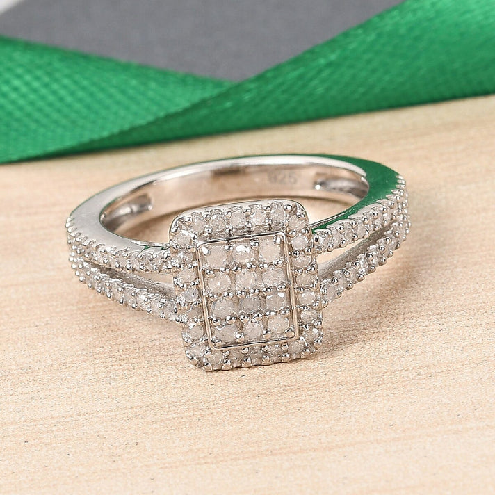 Natural Diamond Ring in Platinum Overlay Sterling Silver 0.50 Ct. 3819314 2