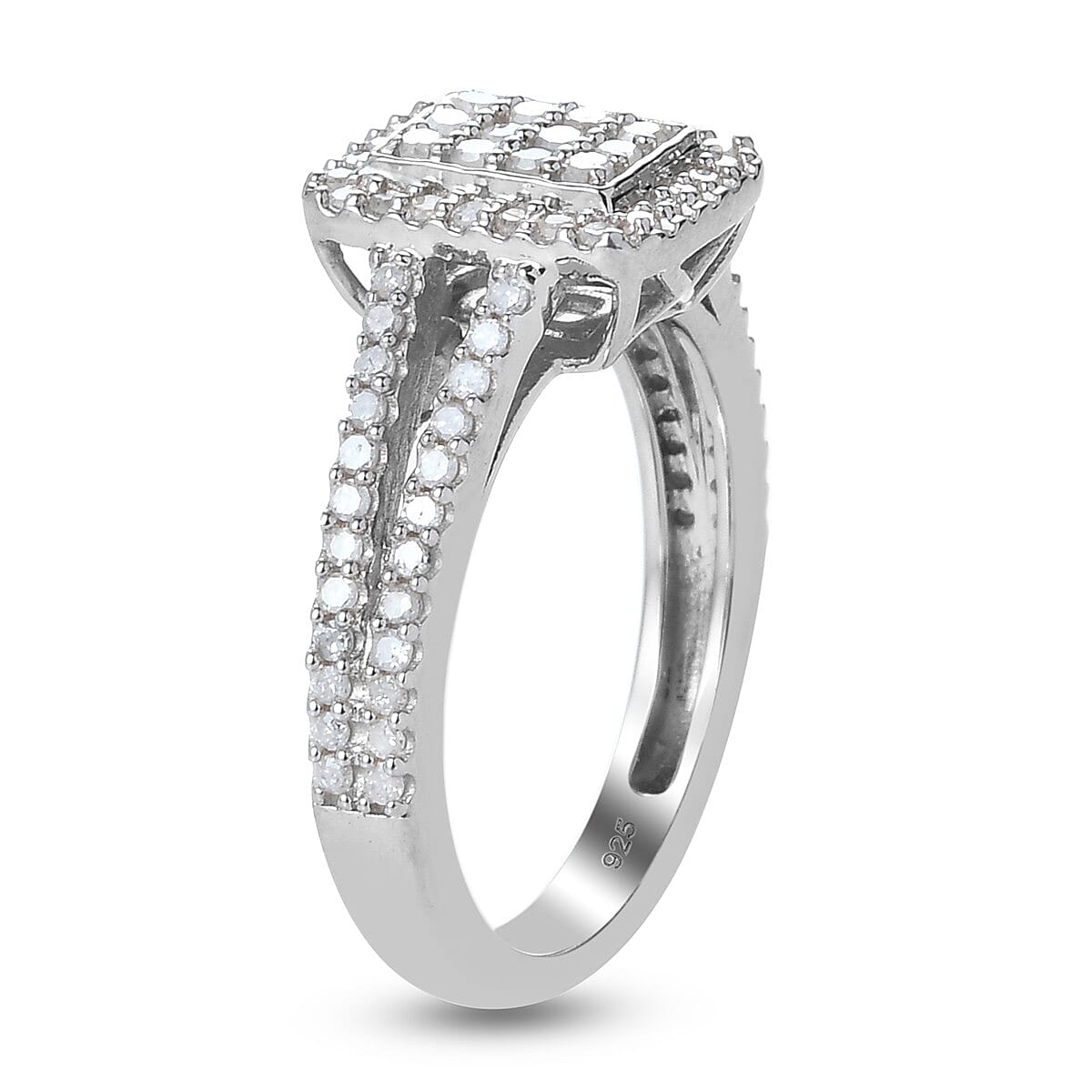 Natural Diamond Ring in Platinum Overlay Sterling Silver 0.50 Ct. 3819314 4
