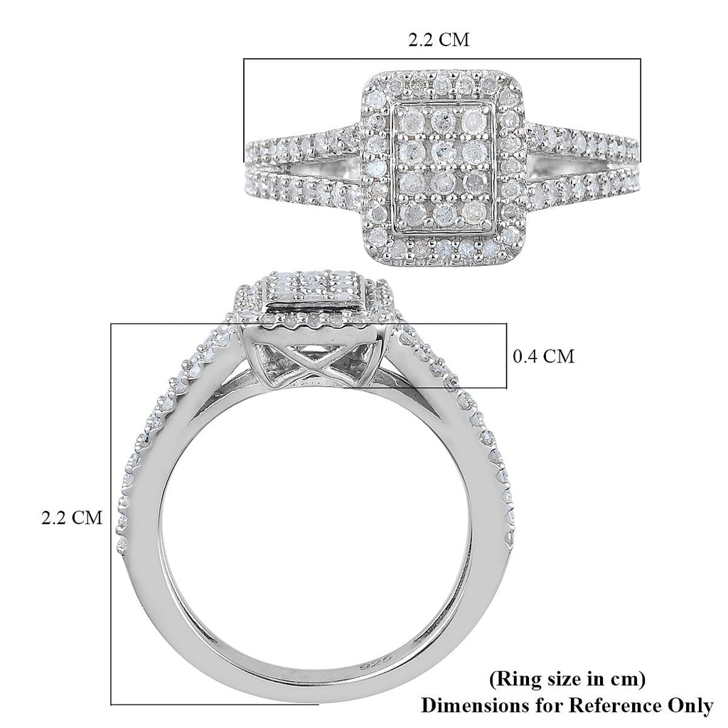 Natural Diamond Ring in Platinum Overlay Sterling Silver 0.50 Ct.
