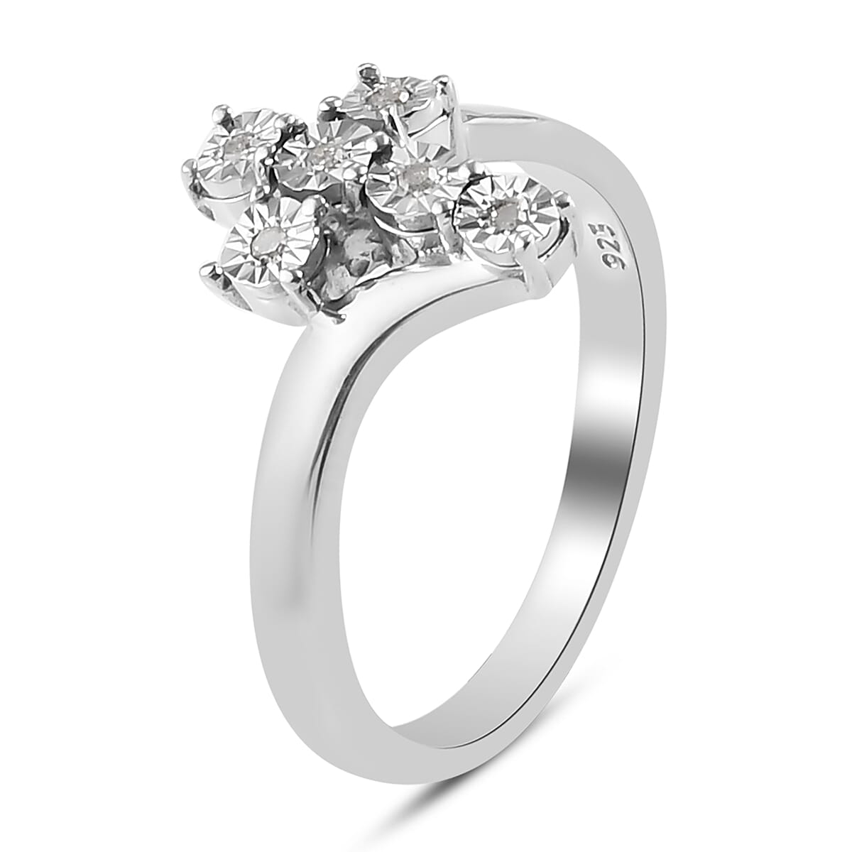 Diamond Ring in Platinum Overlay Sterling Silver 3722532 3