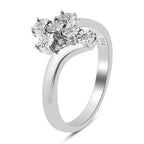 Diamond Ring in Platinum Overlay Sterling Silver
