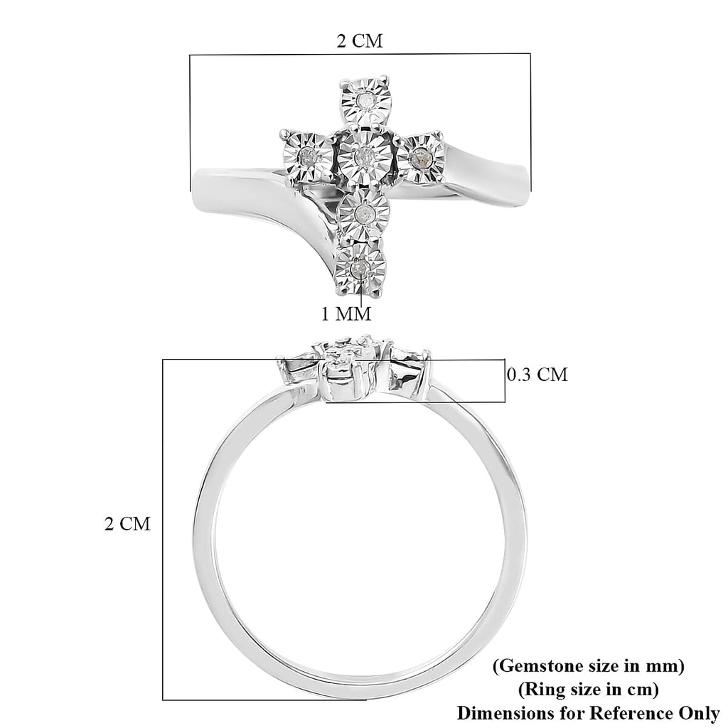 Diamond Ring in Platinum Overlay Sterling Silver