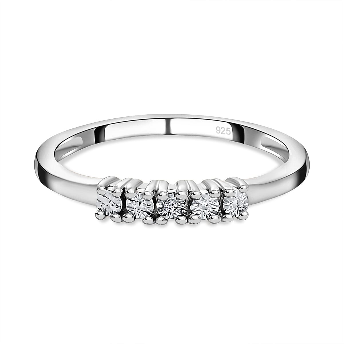 Diamond Ring in Platinum Overlay Sterling Silver 7258852 0