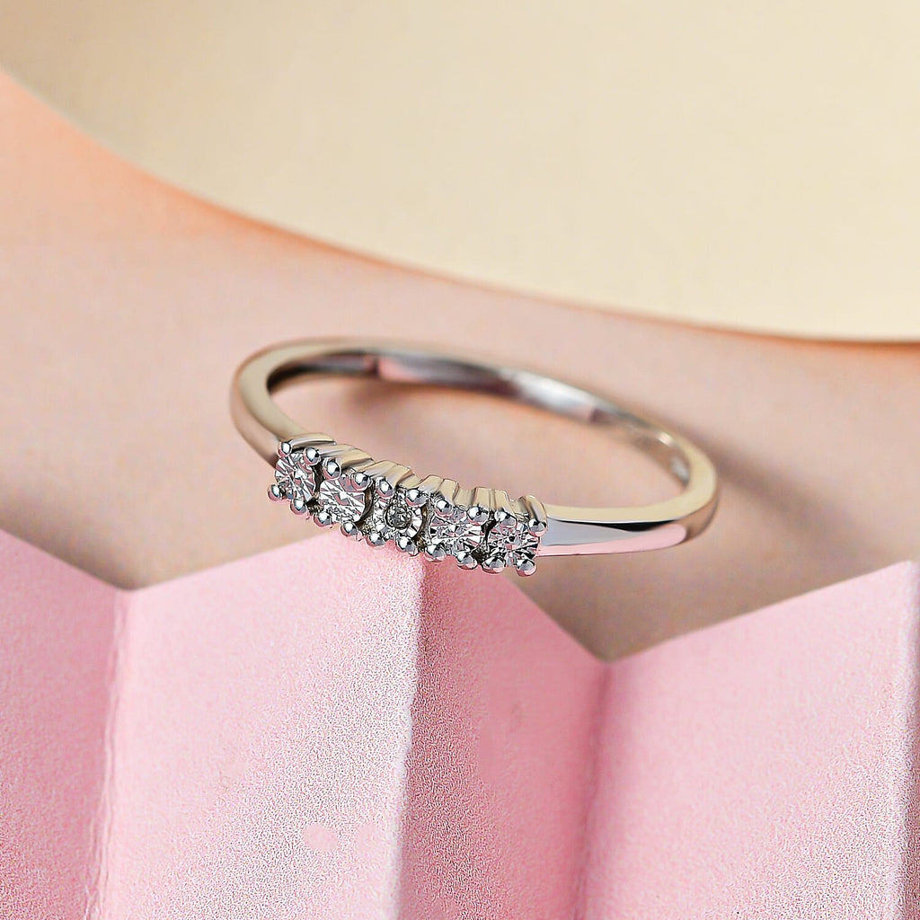 Diamond Ring in Platinum Overlay Sterling Silver