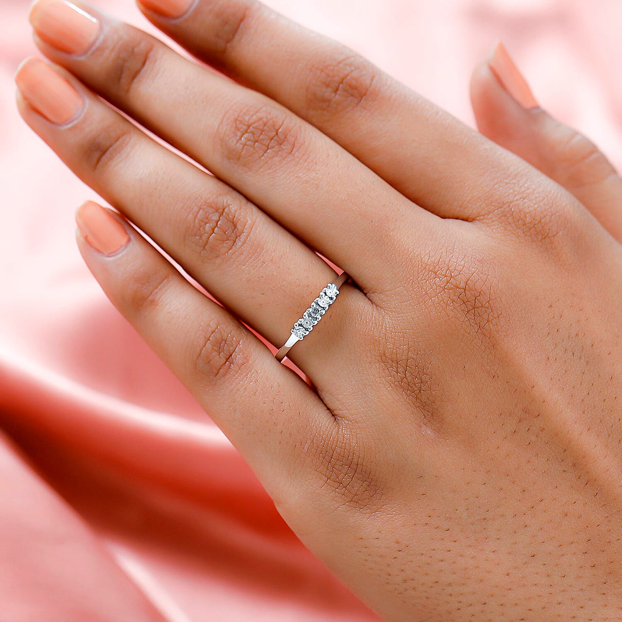 Diamond Ring in Platinum Overlay Sterling Silver 7258852 3