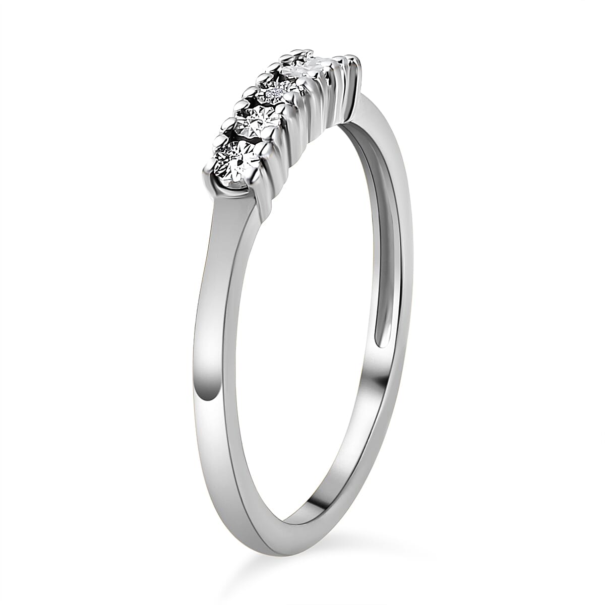 Diamond Ring in Platinum Overlay Sterling Silver 7258852 4
