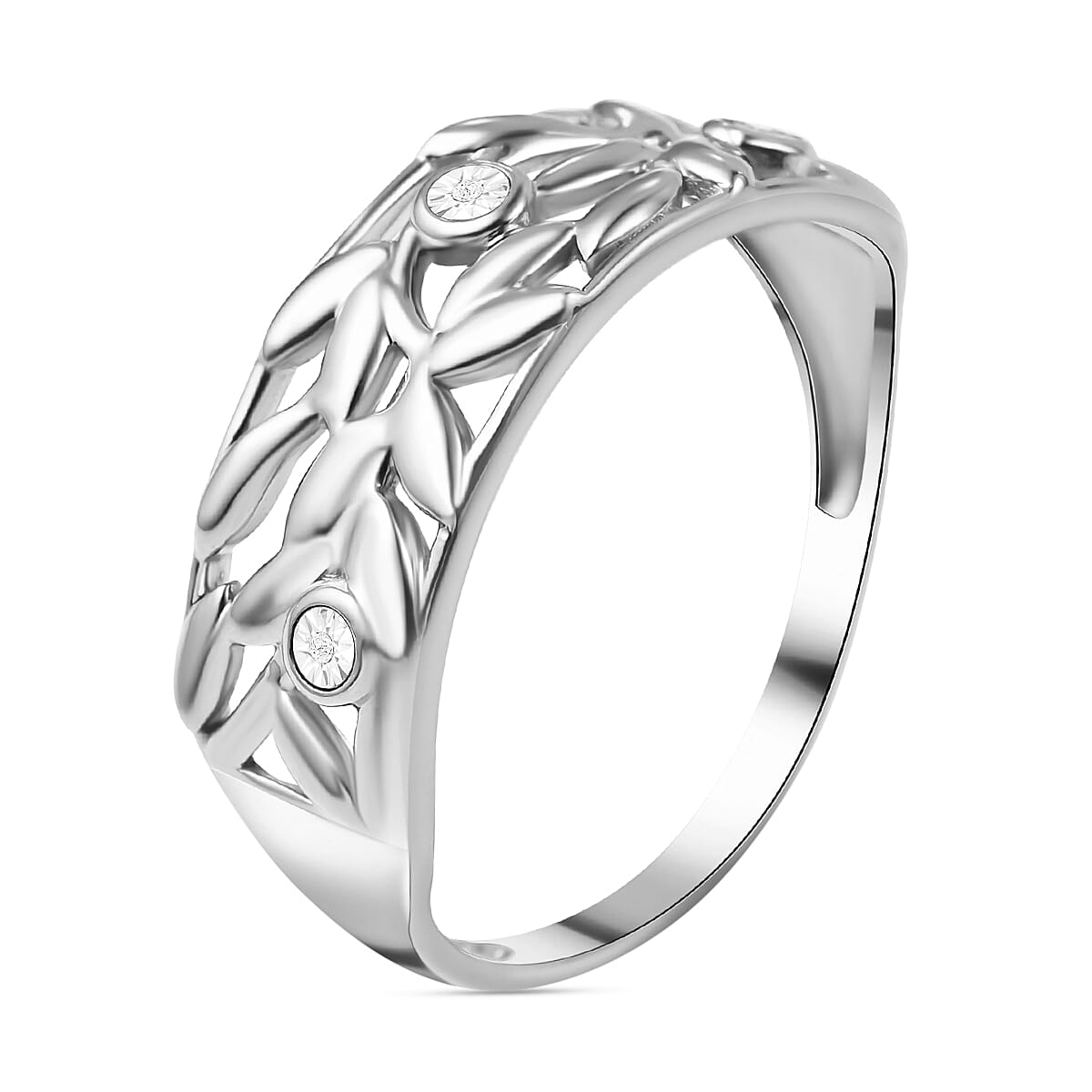 Diamond Ring in Platinum Overlay Sterling Silver 7729459 3