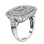 Diamond Cluster Ring in Platinum Overlay Sterling Silver 2.04 Ct, Silver Wt 5.56 Gms