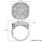 Diamond Cluster Ring in Platinum Overlay Sterling Silver 2.04 Ct, Silver Wt 5.56 Gms