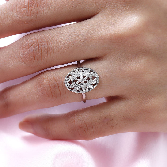 Diamond Ring in Platinum Plated Sterling Silver 8726339 2