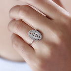 Diamond Floral Ring in Platinum Overlay Sterling Silver