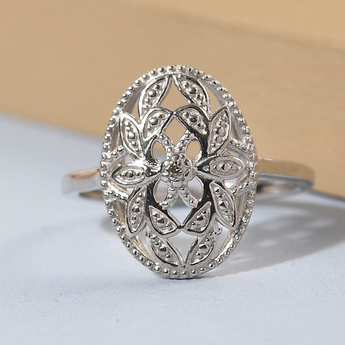 Diamond Ring in Platinum Plated Sterling Silver V32641802 4
