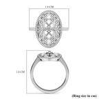 Diamond Floral Ring in Platinum Overlay Sterling Silver