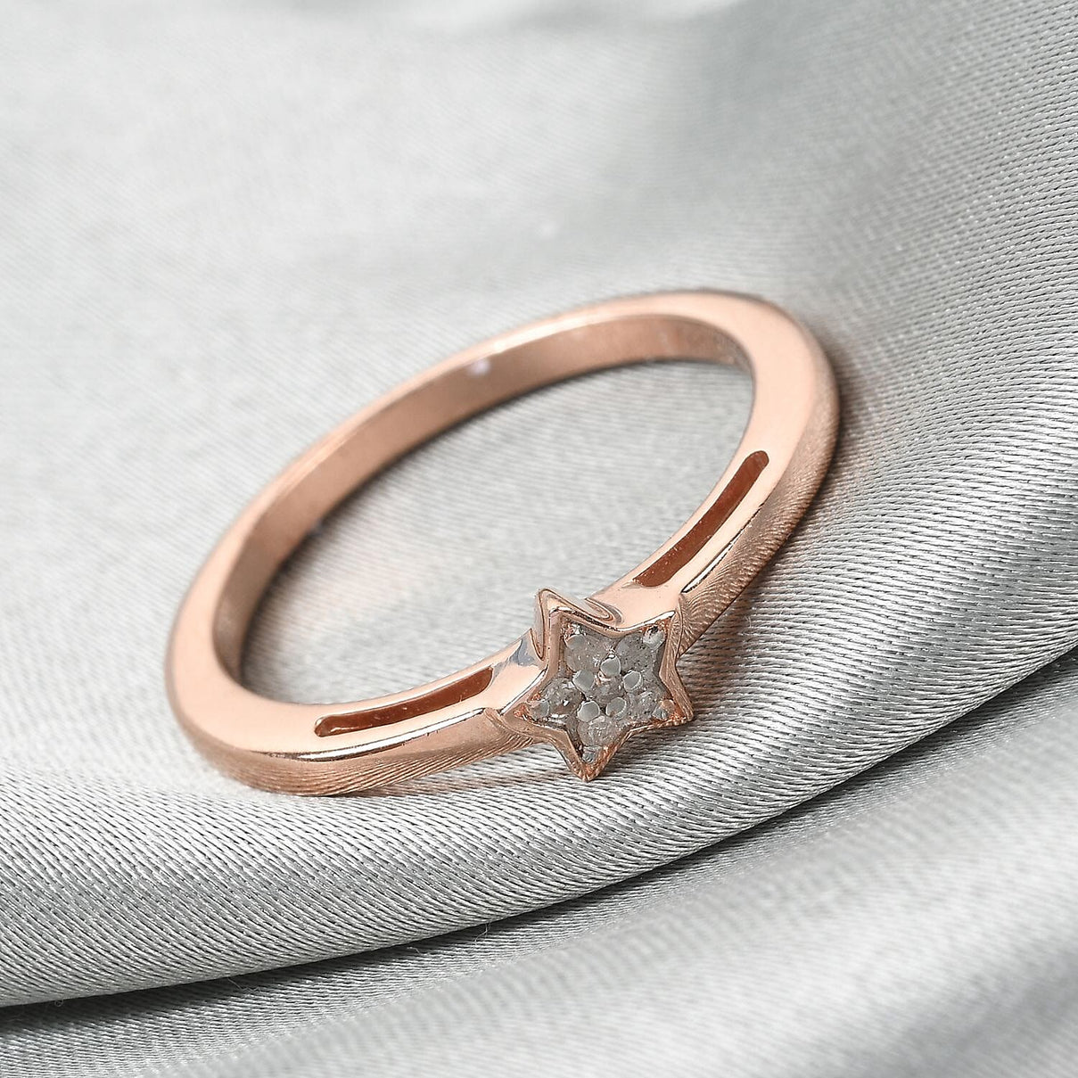 Diamond Star Stackable Ring in Sterling Silver with 18K Vermeil Rose Gold V32518516 2