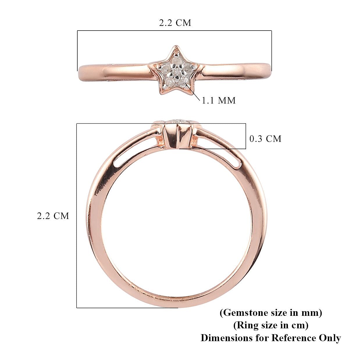 Diamond Star Stackable Ring in Sterling Silver with 18K Vermeil Rose Gold V32518516 6