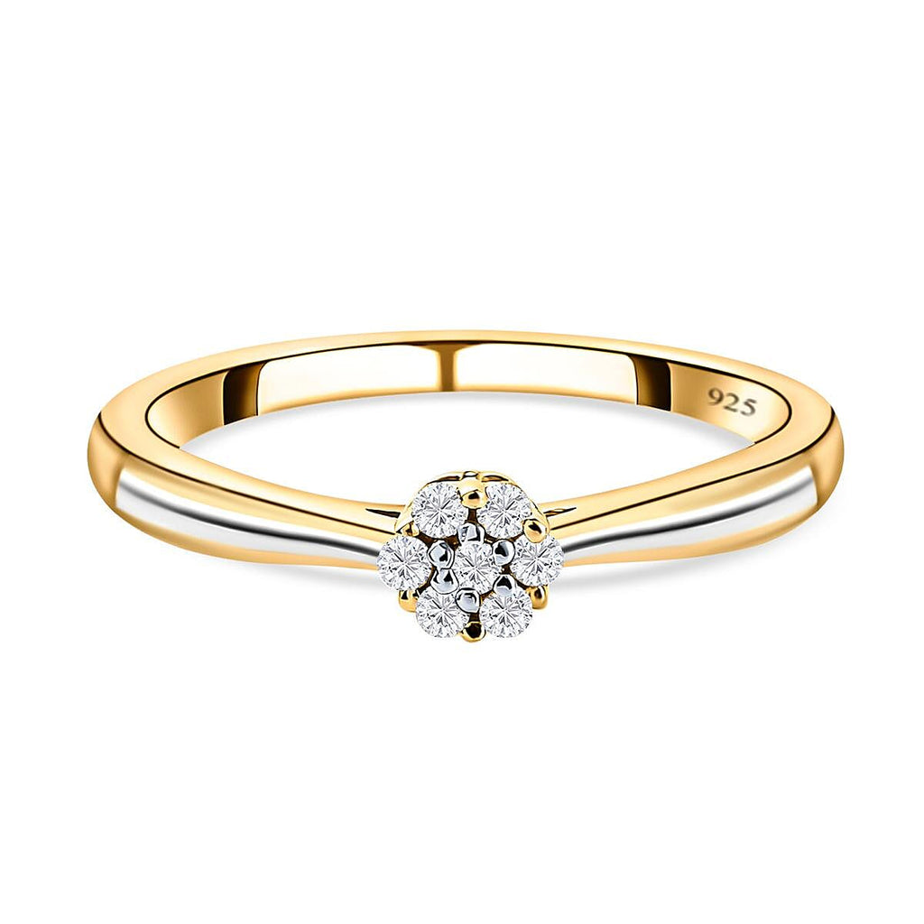 Diamond Ring in Vermeil 18K Yellow Gold and Rhodium Overlay Sterling Silver