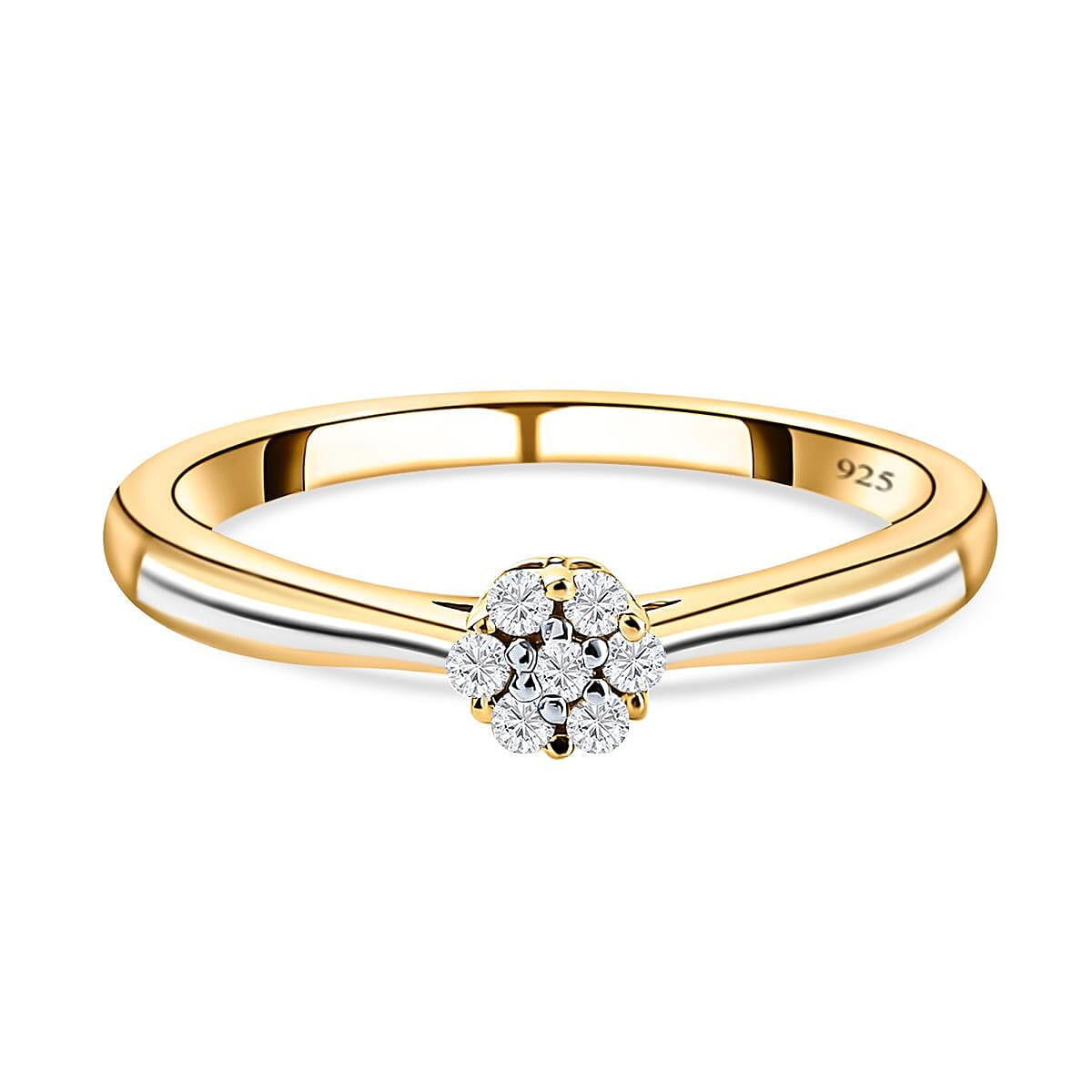 Diamond Ring in Vermeil 18K Yellow Gold and Rhodium Overlay Sterling Silver 8949179 0