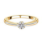 Diamond Ring in Vermeil 18K Yellow Gold and Rhodium Overlay Sterling Silver