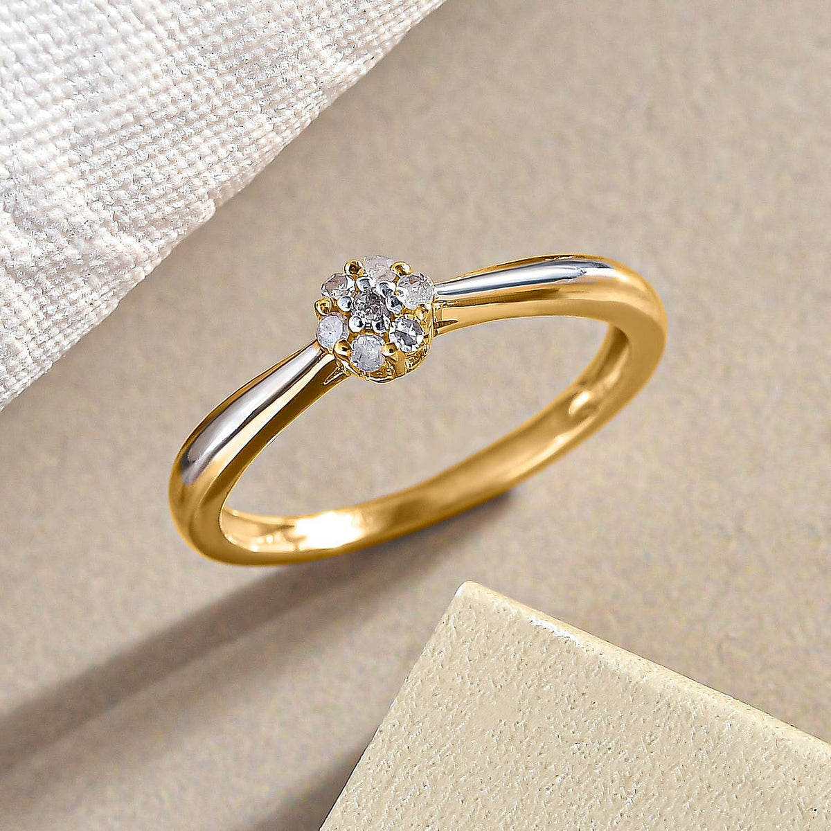 Diamond Ring in Vermeil 18K Yellow Gold and Rhodium Overlay Sterling Silver 8949179 2