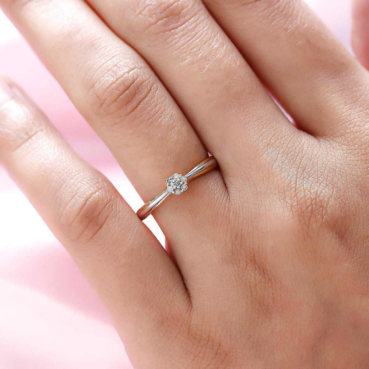 Diamond Ring in Vermeil 18K Yellow Gold and Rhodium Overlay Sterling Silver 8949179 3