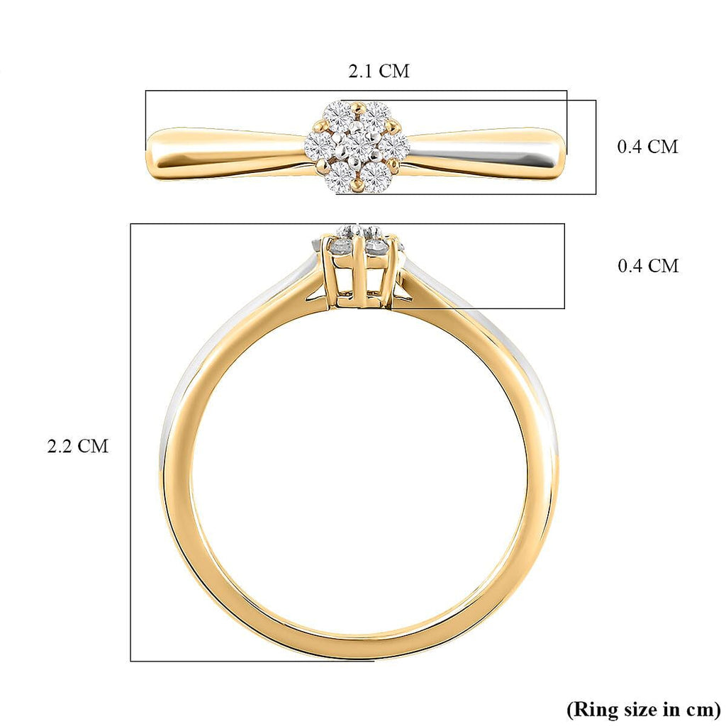 Diamond Ring in Vermeil 18K Yellow Gold and Rhodium Overlay Sterling Silver