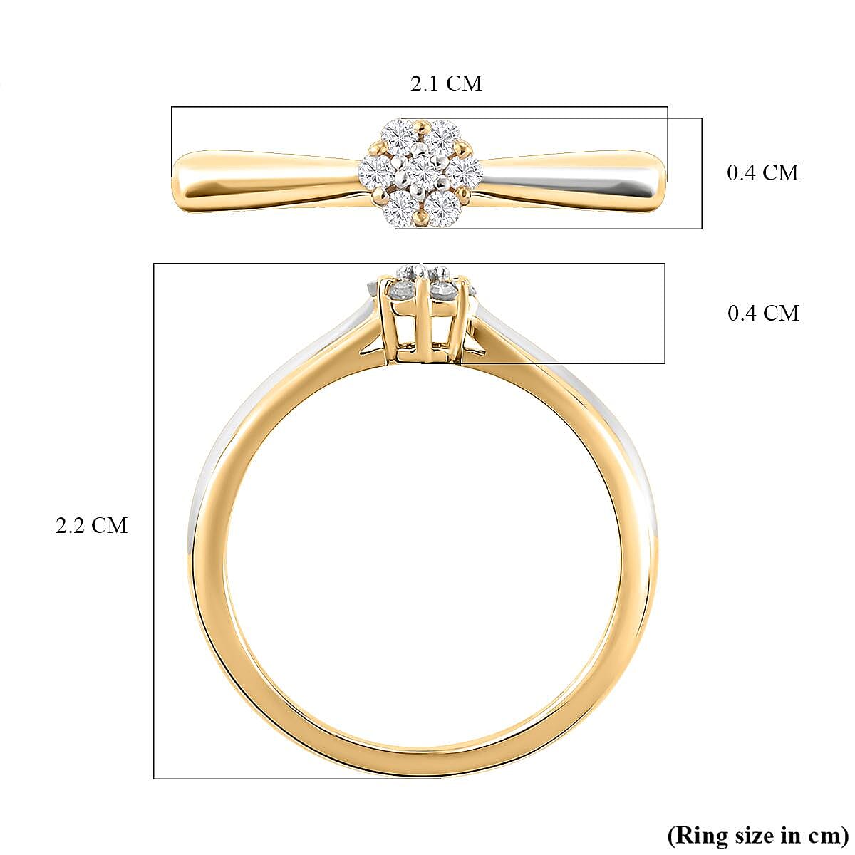 Diamond Ring in Vermeil 18K Yellow Gold and Rhodium Overlay Sterling Silver 8949179 6