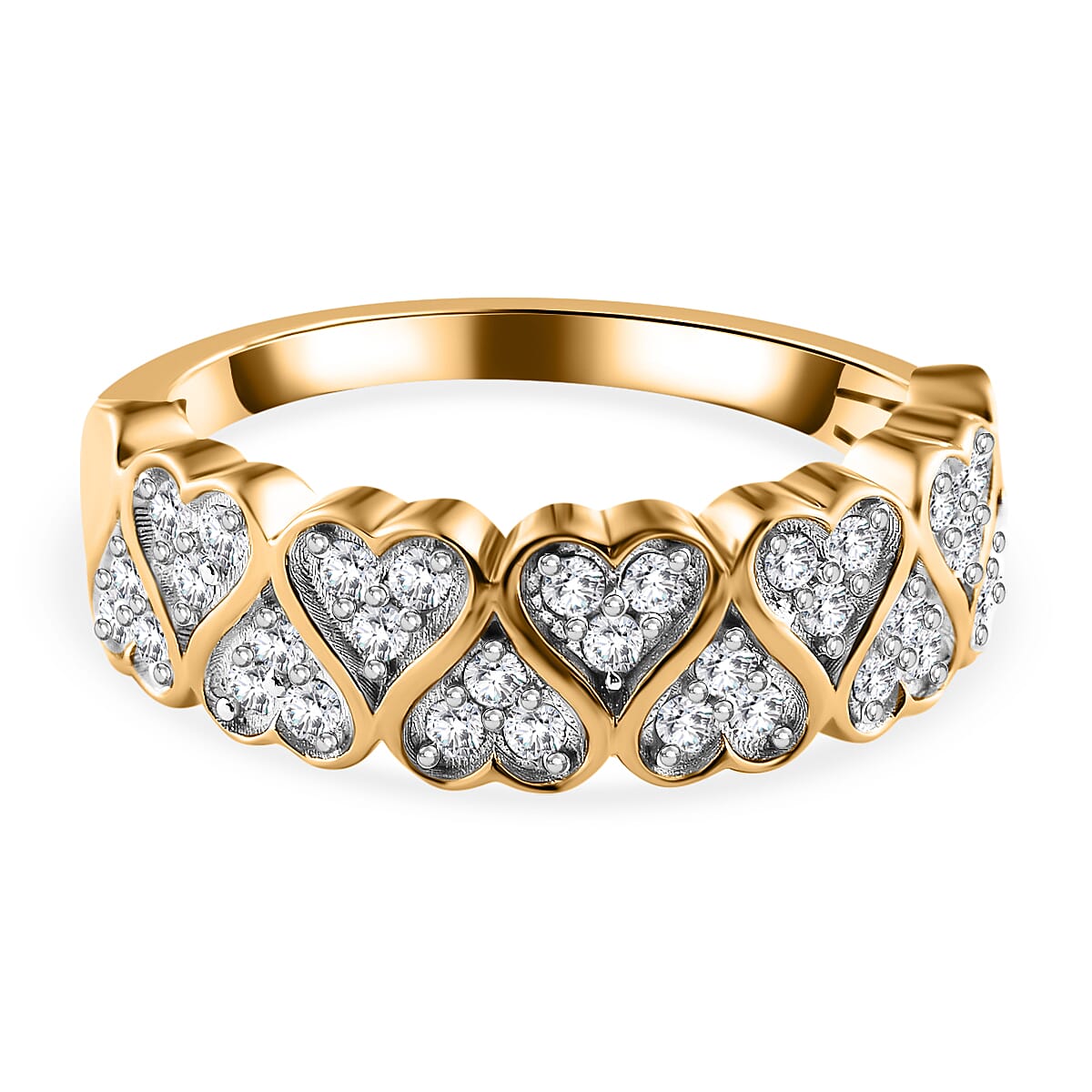 Diamond Heart Ring in 18K Vermeil Yellow Gold Plated Sterling Silver 7622871 0
