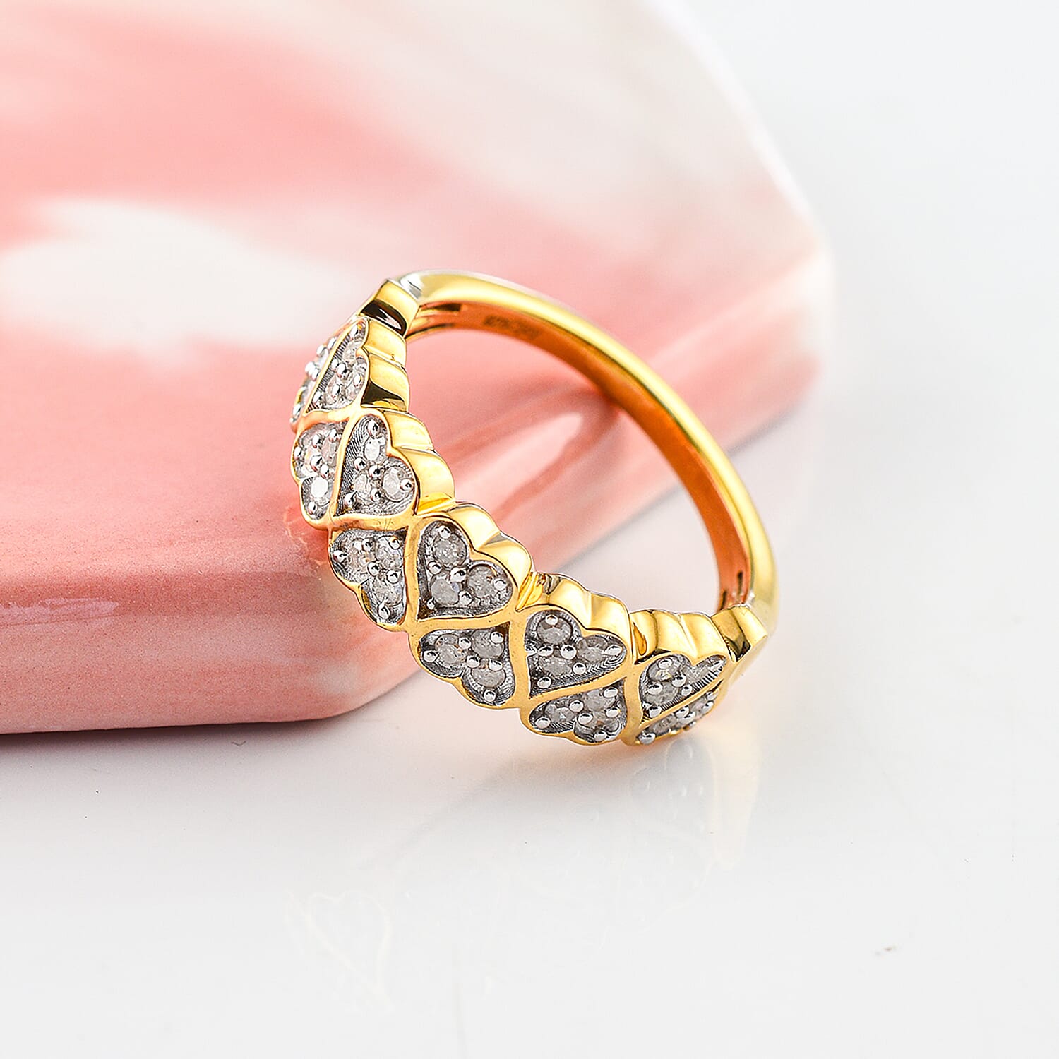 Diamond Heart Ring in 18K Vermeil Yellow Gold Plated Sterling Silver 7622871 1