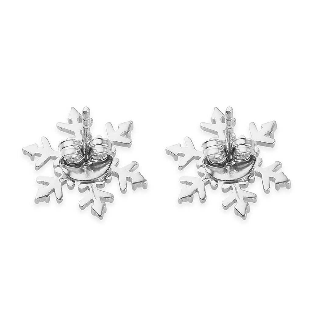 Diamond Snoflake Stud Earrings in Platinum Overlay Sterling Silver