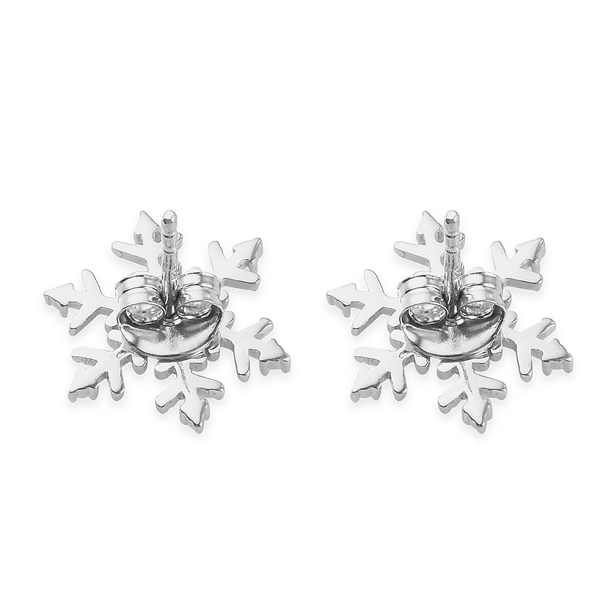 Diamond Snowflake Stud Earrings in Platinum Plated Sterling Silver 3696447 4