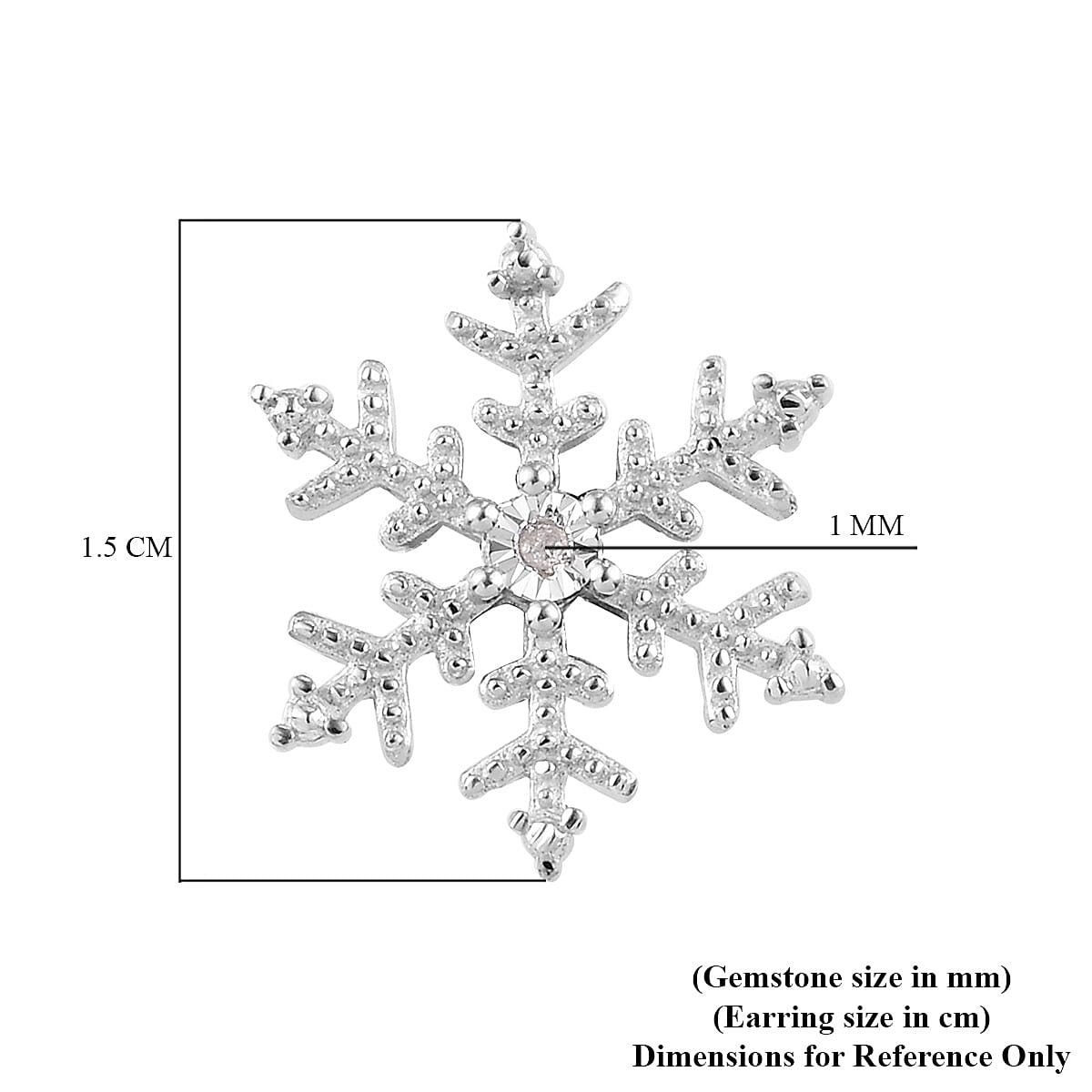 Diamond Snowflake Stud Earrings in Platinum Plated Sterling Silver 3696447 5