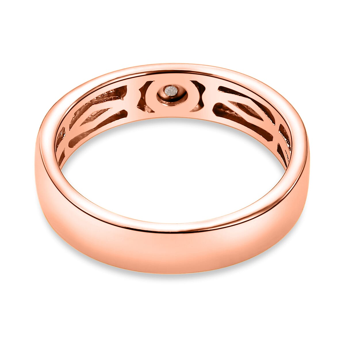Diamond Solitaire Wedding Band Ring in Rose Gold Plated Sterling Silver 3634884 4