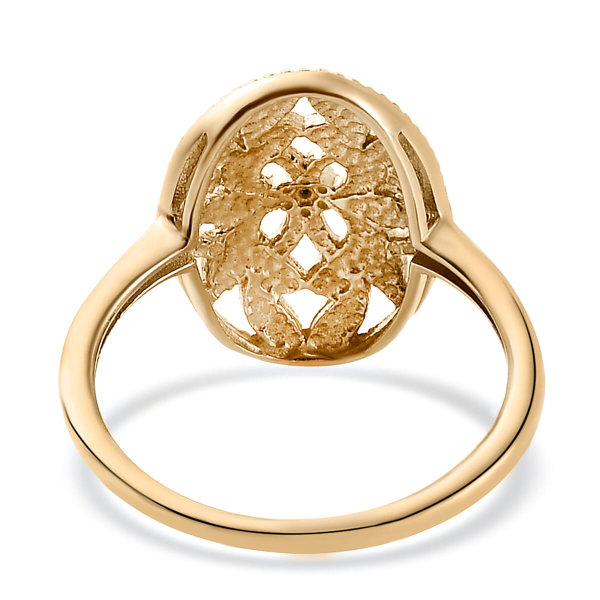 Diamond (G/H) Solitaire Floral Ring in 18K Yellow Gold Vermeil Plated Sterling Silver 3778890 10