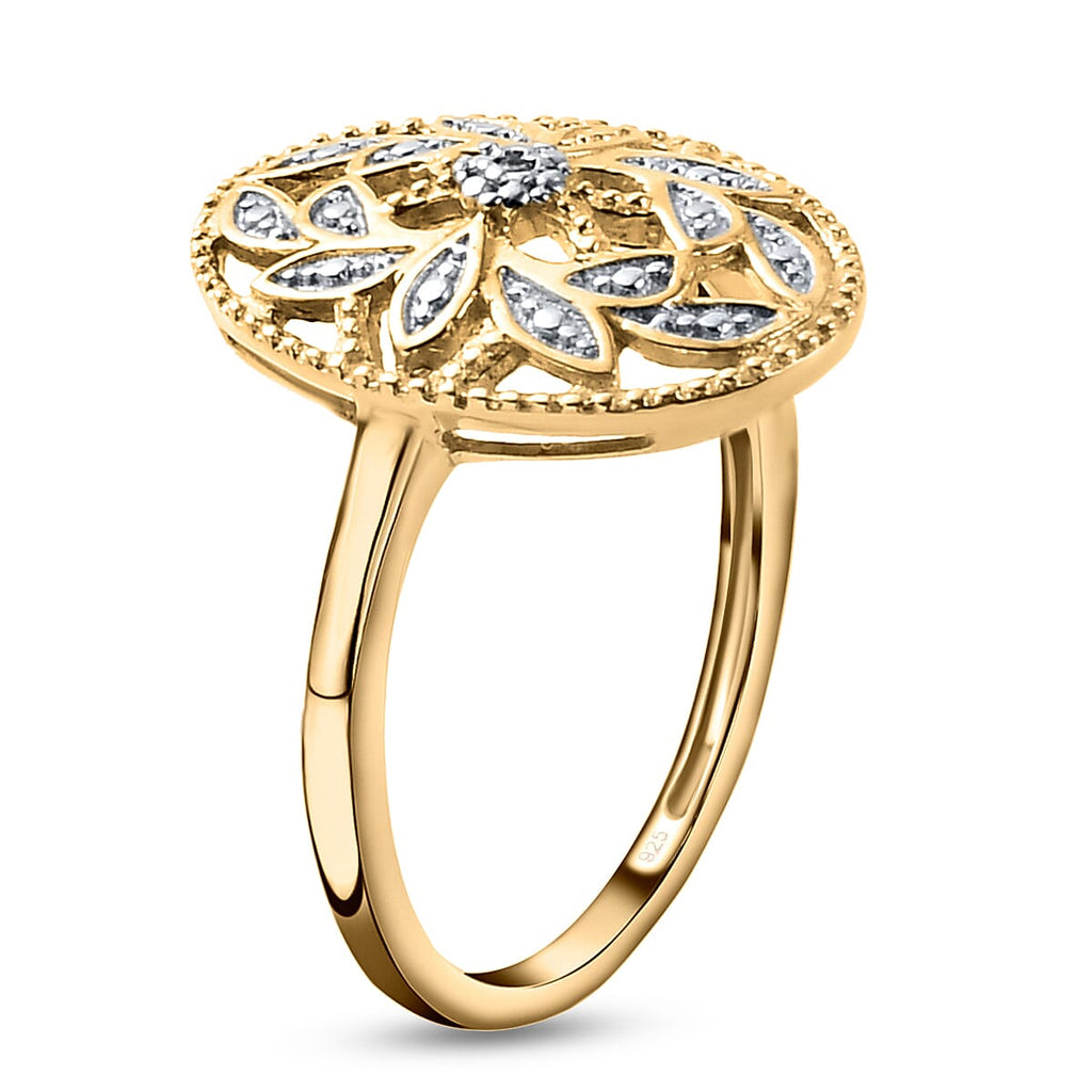 Diamond (G-H) Solitaire Ring in 18K Vermeil Yellow Gold Plated Sterling Silver