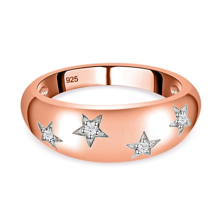 Diamond Star Dome Ring in Sterling Silver with 18K Vermeil Rose Gold 7487425 1