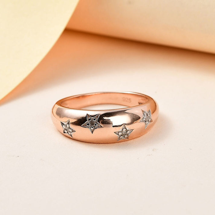 Diamond Star Dome Ring in Sterling Silver with 18K Vermeil Rose Gold 7487425 2