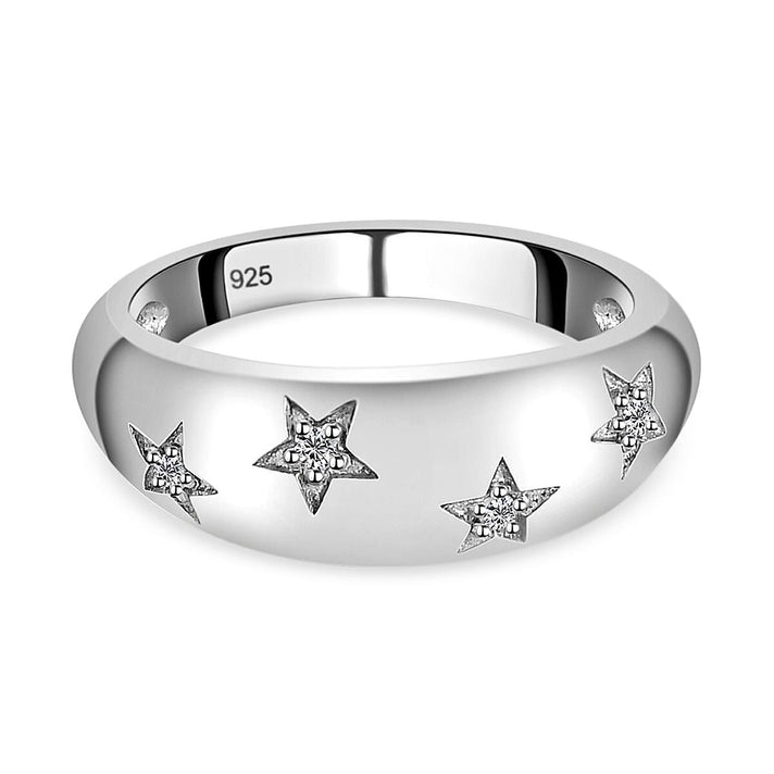 Diamond Star Dome Ring in Sterling Silver with Platinum Plating 3657382 1