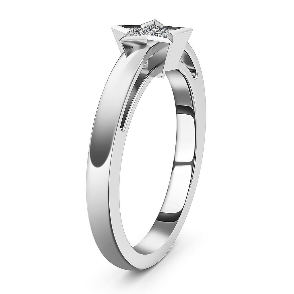 Diamond Star Stackable Platinum Overlay Sterling Silver