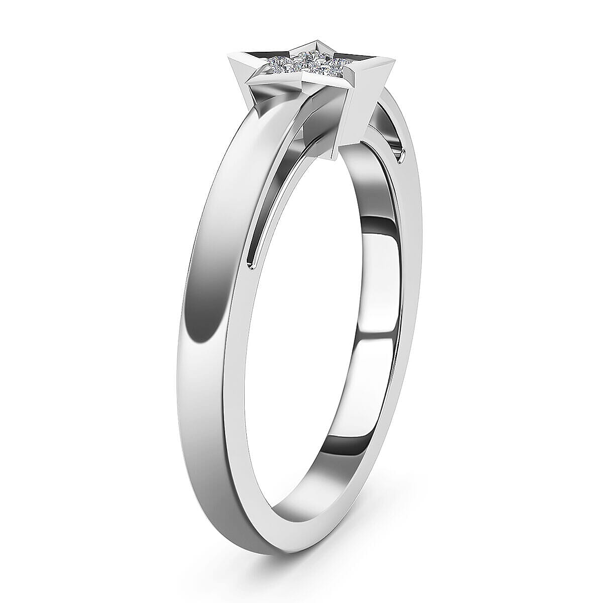 Diamond Star Stackable Ring in Sterling Silver with Platinum Plating V32568813 4