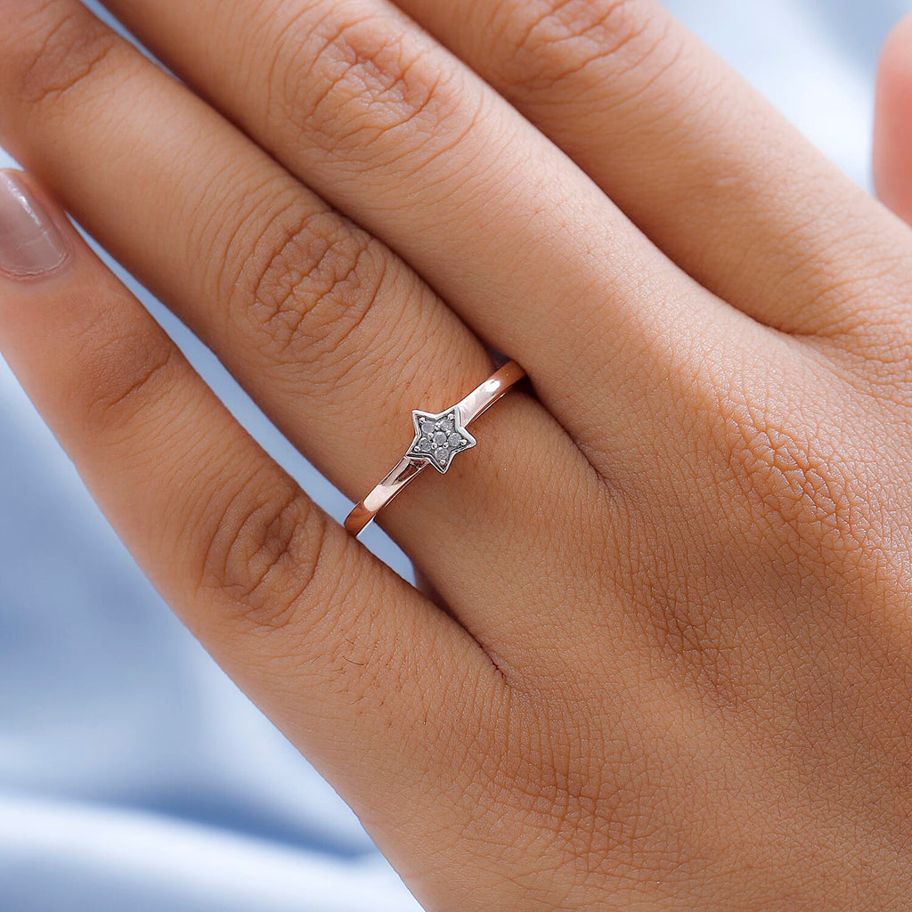 Diamond Ring in Rose Gold Overlay Sterling Silver