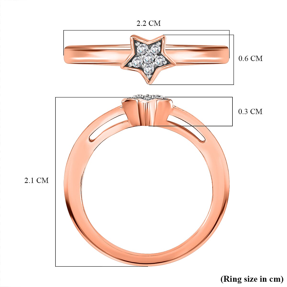Diamond Star Stackable Ring in Sterling Silver with 18K Vermeil Rose Gold V32519064 12
