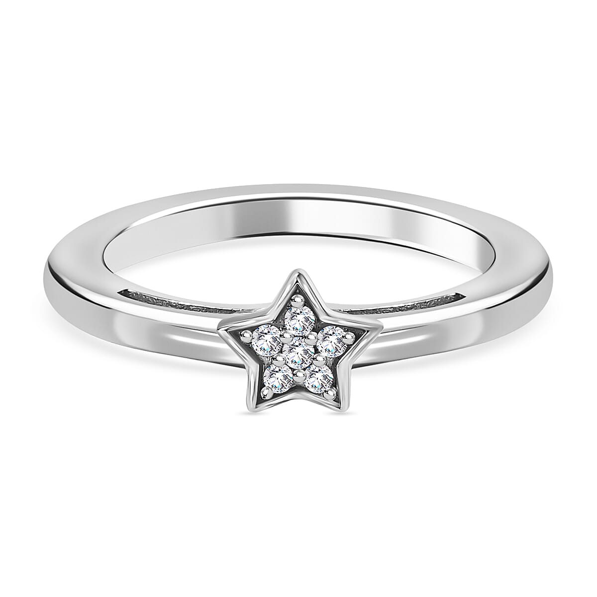 Diamond Star Stackable Ring in Sterling Silver with Platinum Plating 3573343 8